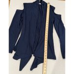 Rags & Couture Cardigan Womens XL Navy Open Front Cold Shoulder Travel Workwear Blue Photo 3