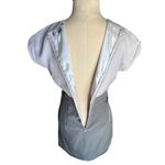 LOVE 21 Round Scoop Neck Pleated Split Sleeve Midi Beige Gray Dress Size Medium Photo 12