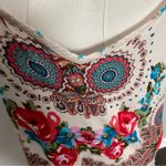 Bila Top Floral Ruffle Embroidered Boho Bohemian Western Coastal Red Blue Cream Size XL Photo 4