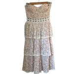 Lulu’s Adorn White Lace Strapless Midi Bridal Dress Small Photo 2