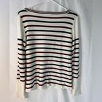 ZARA  Cream Knit with Black and Burgundy‎ Stripes long sleeve Size Medium Photo 3