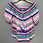 Lilly Pulitzer Multi Sandy Shell Stripe Print Sain Off The Shoulder Top S Photo 0