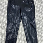 ZARA  Embossed High Waist Faux Leather Ankle Pants‎ Black Small Photo 0