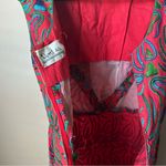 VTG Women’s 1960’s A Line Pencil Skirt Dress Red & Blue Embroidered Size 10 Photo 5