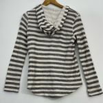 Fifteen Twenty  Gray and White Striped Lace Up Hoodie Sweater Photo 7