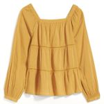 Old Navy NWT Square-Neck Tiered Swing Top Size Large Boho Blouse Mustard Yellow Photo 11
