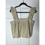 Band of Gypsies Beige Ruffle Boxy Crop Top Sleeveless Square Neck M Photo 3