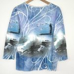 Cactus Bay Ocean Lighthouse Top Sz L 100% Cotton USA Blue Y2K Bling Embellished Size L Photo 6