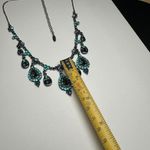 VCLM Gunmetal Tone & Blue Rhinestone Charmed Necklace Lovely For Party / Evening Photo 3