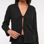 Abercrombie & Fitch Long Sleeve Oversized Tie-Front Gauzy Shirt Photo 0