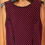 Saks 5th Avenue Saks Fifth Avenue RED LABEL Geo Print Drop Waist Dress w/ Leather Trim Vintage‎ Photo 3