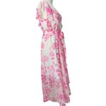 Eliza J Pink Floral Ruffle Midi Dress NWT Size 10 – High-Low Hem & Tie Waist Photo 2