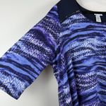 Catherines  Tunic Top Women 2X Blue Printed 3/4 Sleeve Blouse Mature Career Flowy Photo 2