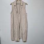 Eileen Fisher Womens Tan Collared Lyocell Linen Longline Vest Size L Minimalist Photo 1