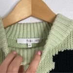 Tibi  Intarsia Cropped Pullover Pistachio Black Spotted Sweater Extra Small Photo 2