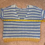 Free People  Striped Portland Pullover Sweater Blue Lake Combo S Photo 7
