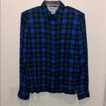 Carlisle Vintage Silk Plaid Blouse with shoulder pads Photo 1