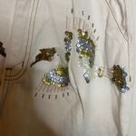 Farm Rio New  cream sequin embelished bird high waist crop jeans sz 34 US 2 Photo 8