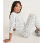 Marine layer  Anytime Blue & White Checkerboard Sweatpants M Photo 2