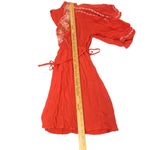 LUNIK  Women's Large V Neck Emboridered Flutter Slit Sleeve Dress Photo 8