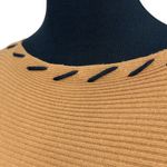 Magaschoni | XS | Toffee Ribbed Knit Black Whipstitched Boatneck Dolman Sweater Photo 6