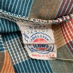 Vintage 70s 80s Plaid Shirt Women Retro Blue Orange Button Photo 7