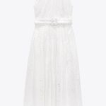 ZARA  maxi sun dress boho crochet belt lace halter flowy summer vacation Photo 14