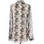 CAbi #988 Black Gray Python Snakeskin Long Sleeve Button Up Blouse Size Small Photo 2