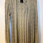 Women’s Long Cable Knit Cardigan Beige Medium Tan Photo 4