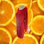 Calvin‎ Klein Red Long Sleeve Ribbed Sweater Dress with Belt Size Medium Photo 1