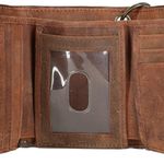 Men's Crazy Horse Leather RFID Trifold Chain Wallet, Brown Photo 1
