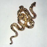 Red and Gold Tone Boho Snake Brooch Photo 3