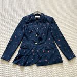 Keepsake NWD Floral Ruffled Blazer Womens Blue Long Sleeves Jacket Size M Photo 0