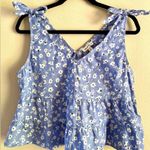 Derek Heart Blue Floral Tank with Sleeve Ties | EUC | Size XL Photo 6