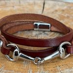 Snaffle Bit Wrap Bracelet with Brown Genuine Leather Photo 1