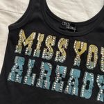 Y2K Cecil Mcbee Black tank top chunky hotfix rhinestone size small 2000s gyaru Photo 1