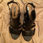 Audrey Brooke  Black Leathed Heeled Sandals Size 9.5 Photo 0