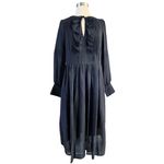 W By Worth WORTH Collection Georgette Pintuck Peasant Dress New Navy Blue Midi Ruffle 6 NWT Photo 1
