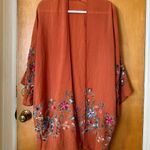 Embroidered Kimono Cardigan Orange Size M Photo 0