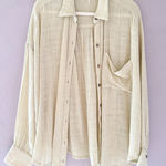 Free People Gauzy Oversized Button Down Shirt Lagenlook Size Medium Photo 0