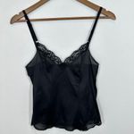 Maidenform Vintage Black Lace Trimmed Satin Slip Camisole Top Adjustable Straps Delicate Photo 1