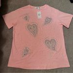 Women’s Pink Embellished Rhinestone & Pearls Oversized Short Sleeve T Photo 0
