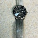 Victoria Wick Crystal Dial Watch Rhinestone Bezel Leather Band Quartz Gunmetal Gray Photo 3