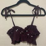 Free People Intimately  On A Star Cropped Ruffle Hem Cami Size Medium Plum Purple Photo 2