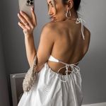 ZARA dress mini crochet balloon embroidered white boho vacation casual summer Photo 3