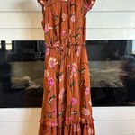 Universal Threads Universal Thread Rust and Pink Floral Midi Dress w/ pockets Photo 1