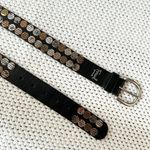 Fossil Vintage Black Leather Bronze Metallic Medallion Matte Geometric Belt M/L Photo 1