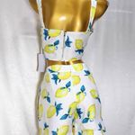 Boutique ROSEVELVET White Lemon Print Crop Top and Shorts Set Photo 2