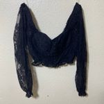 Almost Famous  Black Lace Long Sleeved Crop Top XL Sweetheart Neckline Witchy Photo 4
