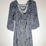 Black & White Geo Print Scoop‑Neck A‑Line Dress, 3/4 Sleeves, Size M/L Photo 1